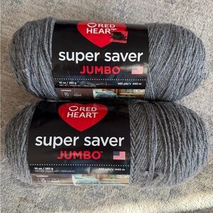 Red Heart super saver JUMBO
 Size 10 oz each
Color: grey heather